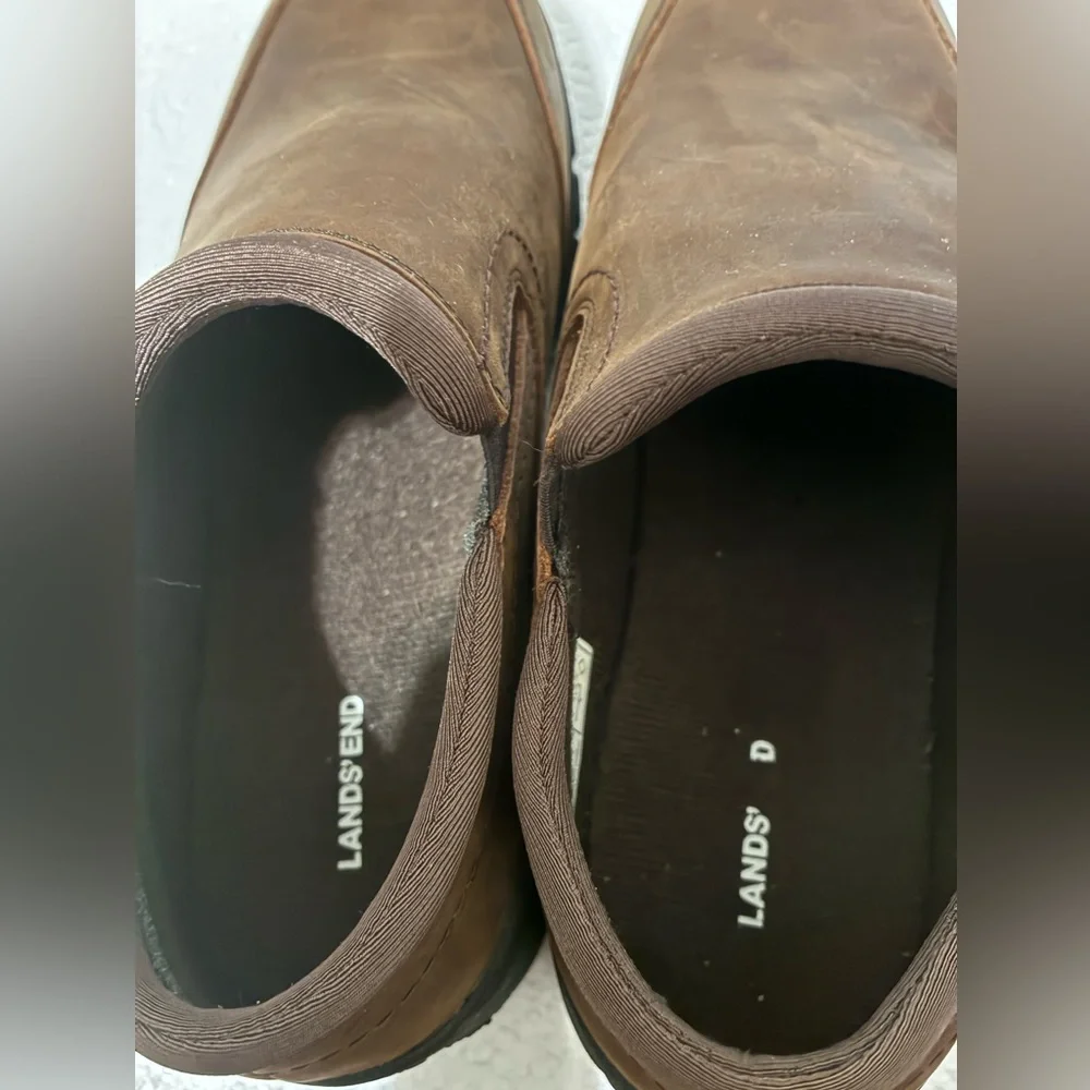 Lands’ End Brown Leather Slip-On Shoes Women Size 9B Comfort Casual Loafer NWOT - Picture 5 of 9